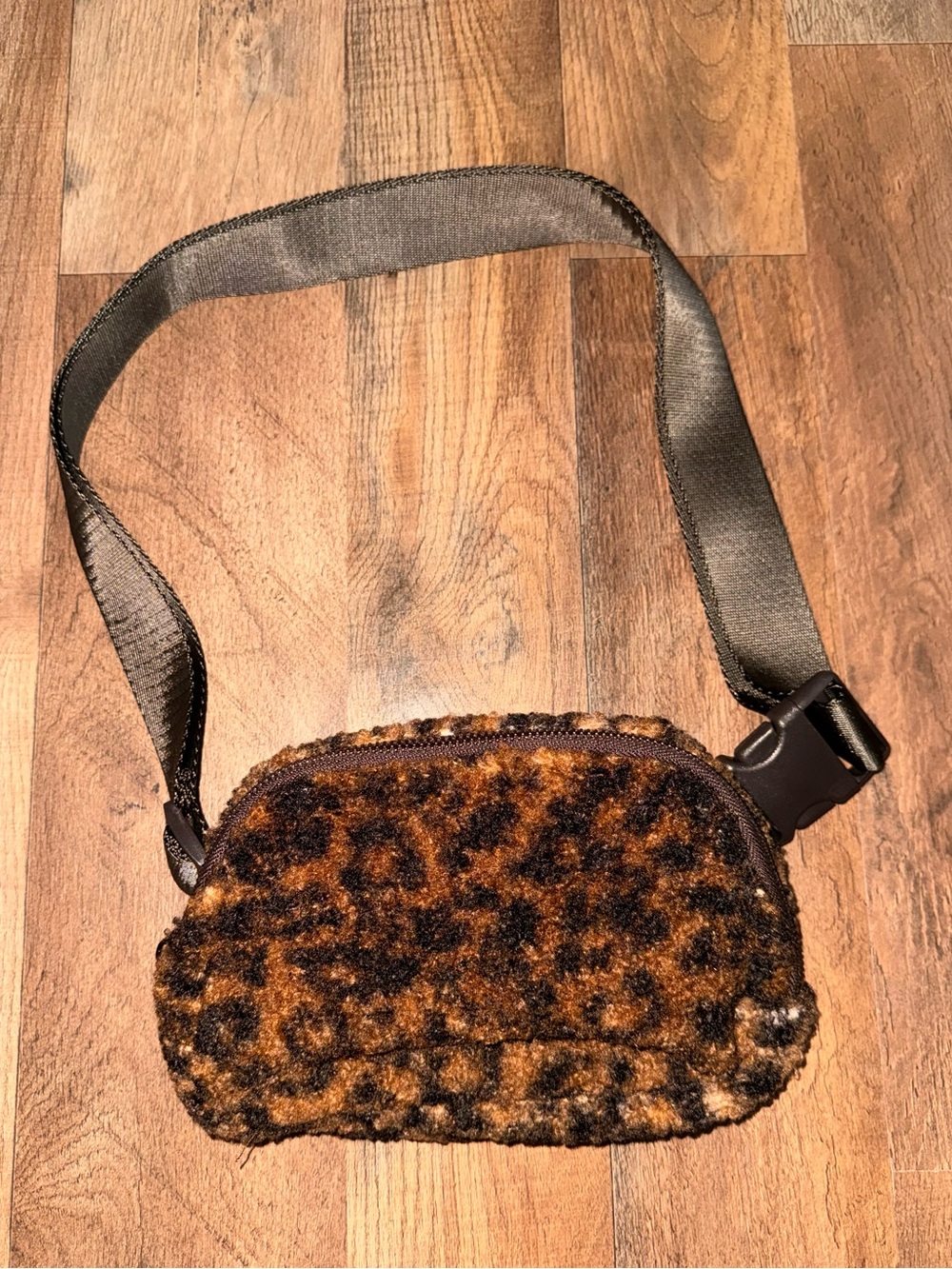 Leopard Print Fuzzy Belt Bag